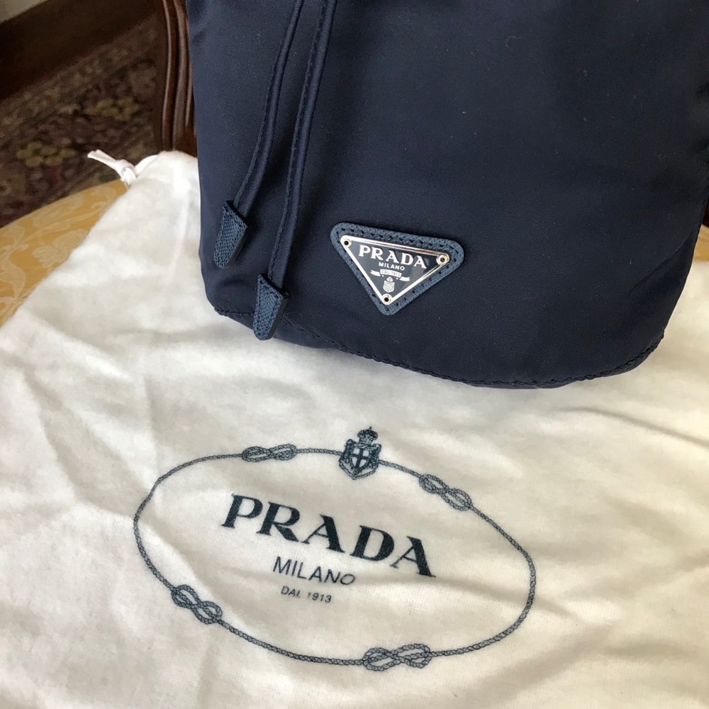 Prada // Vela Cosmetic Pouch in Navy (Like New in Dust Bag)